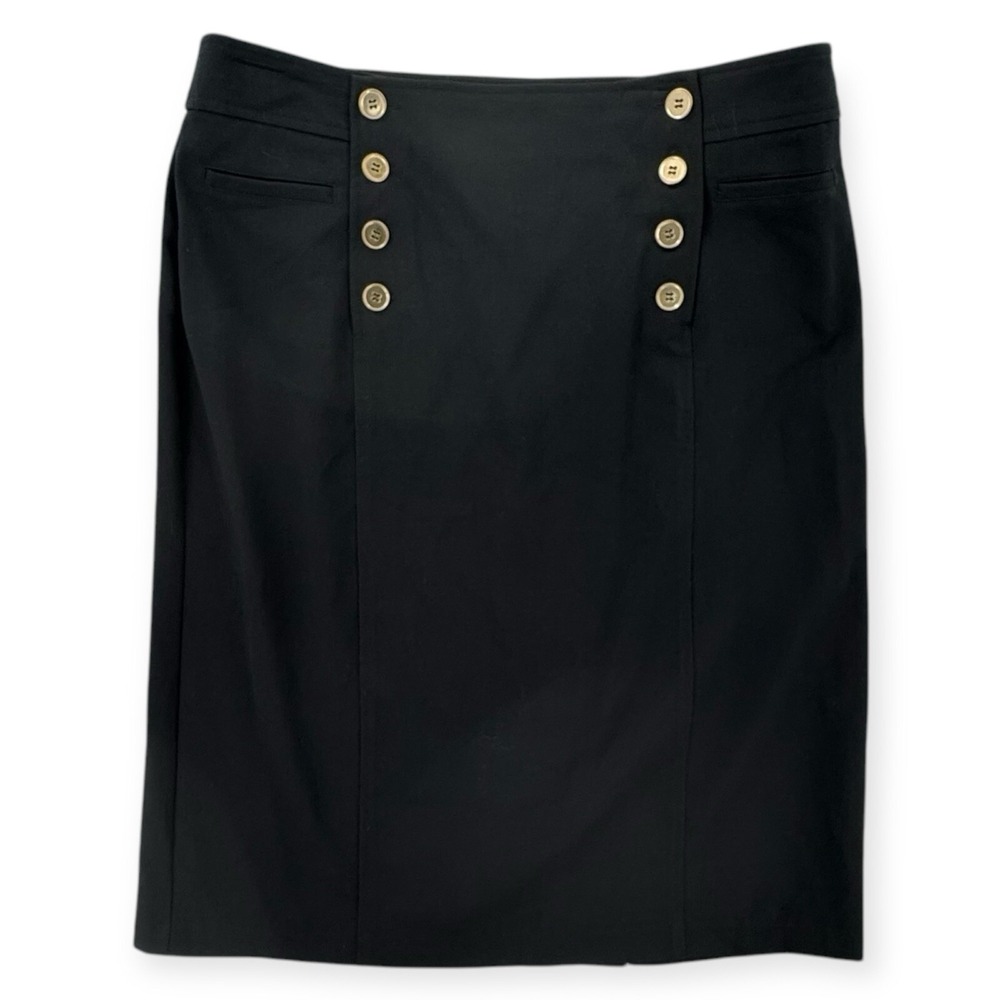 Sunny Leigh Bon Voyage Skirt Womens Size 14 Black Button Detail Short Slits NWT